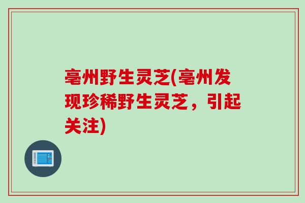 亳州野生灵芝(亳州发现珍稀野生灵芝，引起关注)