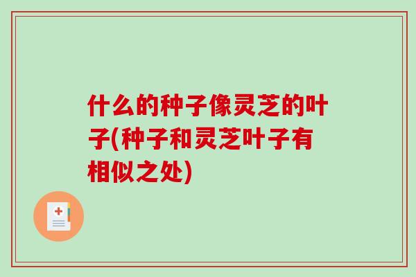 什么的种子像灵芝的叶子(种子和灵芝叶子有相似之处)