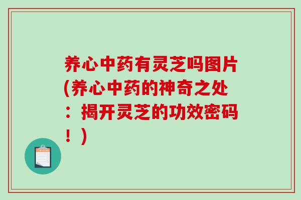 养心中药有灵芝吗图片(养心中药的神奇之处：揭开灵芝的功效密码！)