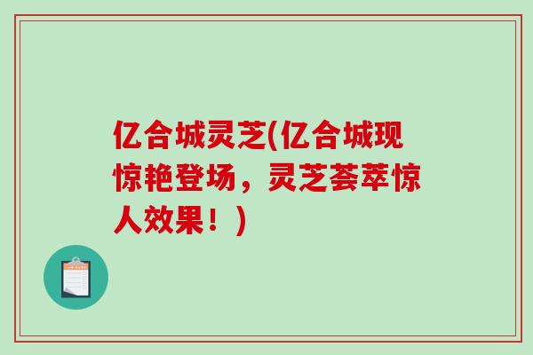 亿合城灵芝(亿合城现惊艳登场，灵芝荟萃惊人效果！)