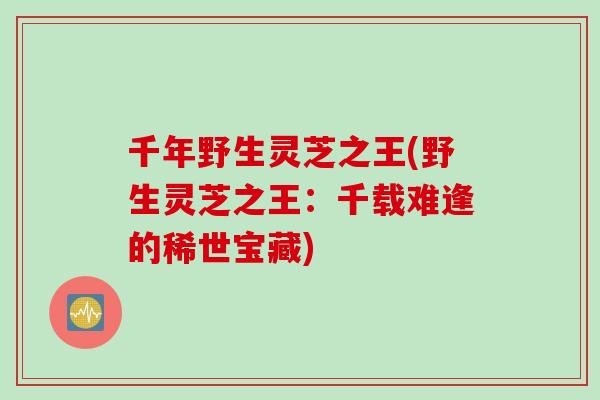 千年野生灵芝之王(野生灵芝之王：千载难逢的稀世宝藏)