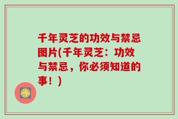 千年灵芝的功效与禁忌图片(千年灵芝：功效与禁忌，你必须知道的事！)