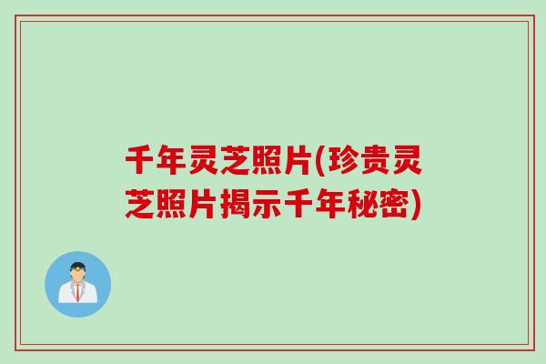 千年灵芝照片(珍贵灵芝照片揭示千年秘密)