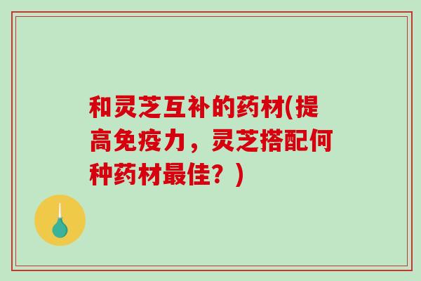 和灵芝互补的药材(提高免疫力，灵芝搭配何种药材最佳？)