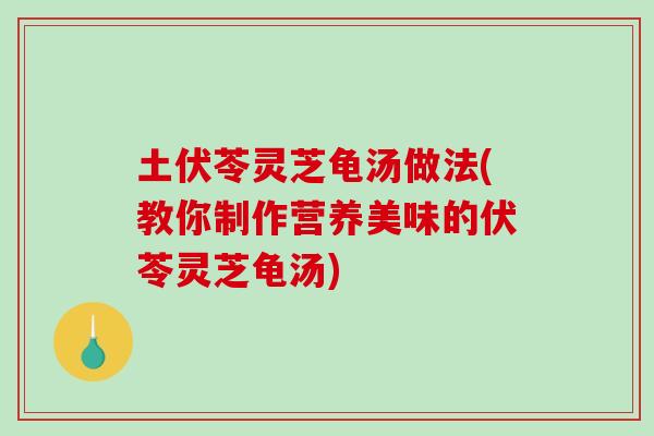 土伏苓灵芝龟汤做法(教你制作营养美味的伏苓灵芝龟汤)