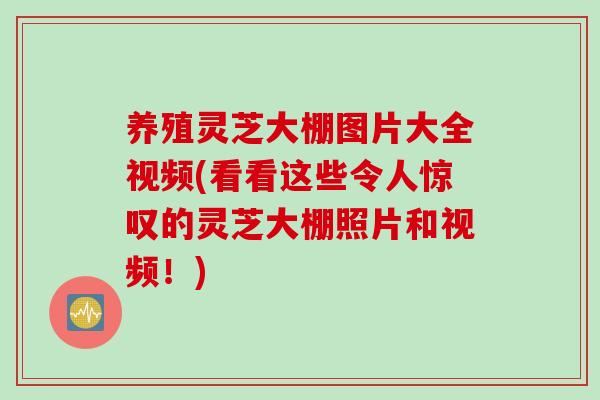 养殖灵芝大棚图片大全视频(看看这些令人惊叹的灵芝大棚照片和视频！)