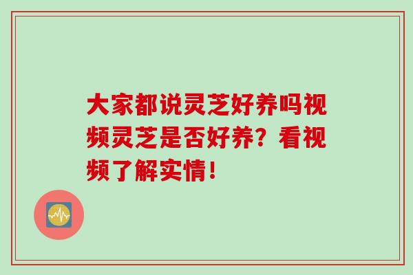 大家都说灵芝好养吗视频灵芝是否好养？看视频了解实情！