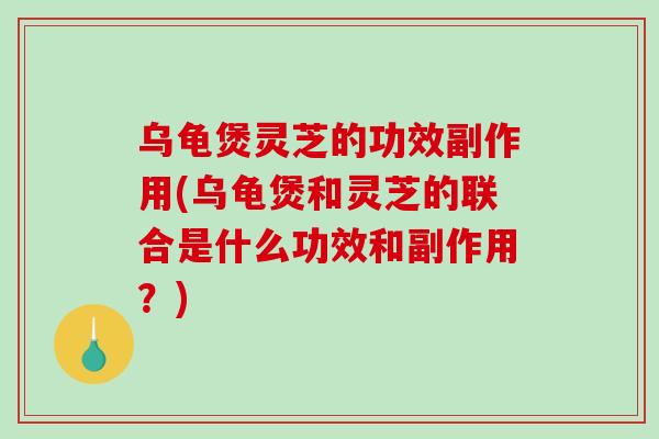 乌龟煲灵芝的功效副作用(乌龟煲和灵芝的联合是什么功效和副作用？)