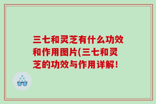 三七和灵芝有什么功效和作用图片(三七和灵芝的功效与作用详解！