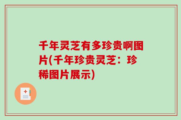 千年灵芝有多珍贵啊图片(千年珍贵灵芝：珍稀图片展示)