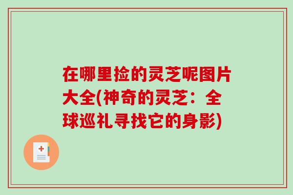 在哪里捡的灵芝呢图片大全(神奇的灵芝：全球巡礼寻找它的身影)