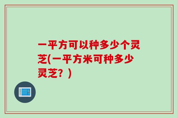 一平方可以种多少个灵芝(一平方米可种多少灵芝？)