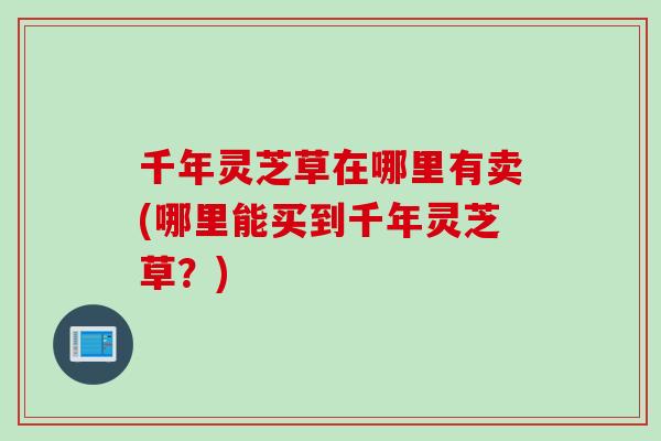 千年灵芝草在哪里有卖(哪里能买到千年灵芝草？)