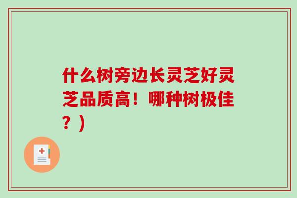 什么树旁边长灵芝好灵芝品质高！哪种树极佳？)