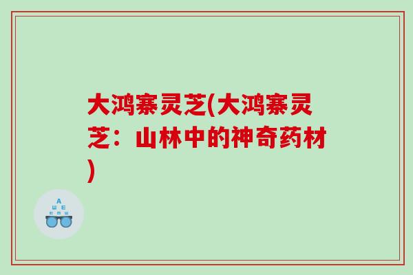 大鸿寨灵芝(大鸿寨灵芝：山林中的神奇药材)