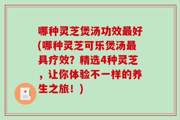 哪种灵芝煲汤功效最好(哪种灵芝可乐煲汤最具疗效？精选4种灵芝，让你体验不一样的养生之旅！)