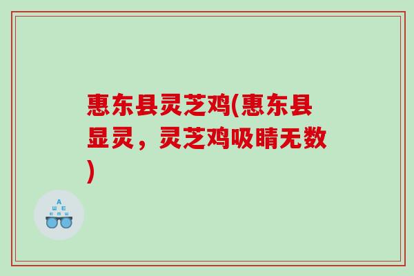 惠东县灵芝鸡(惠东县显灵,灵芝鸡吸睛无数) 惠东县灵芝鸡(惠东县显灵,灵芝鸡吸睛无数)
