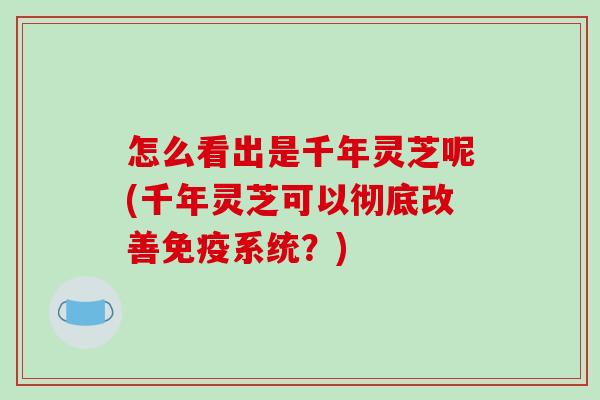 怎么看出是千年灵芝呢(千年灵芝可以彻底改善免疫系统？)