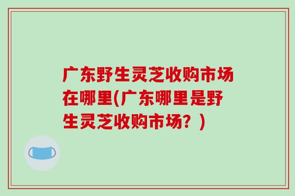 广东野生灵芝收购市场在哪里(广东哪里是野生灵芝收购市场？)