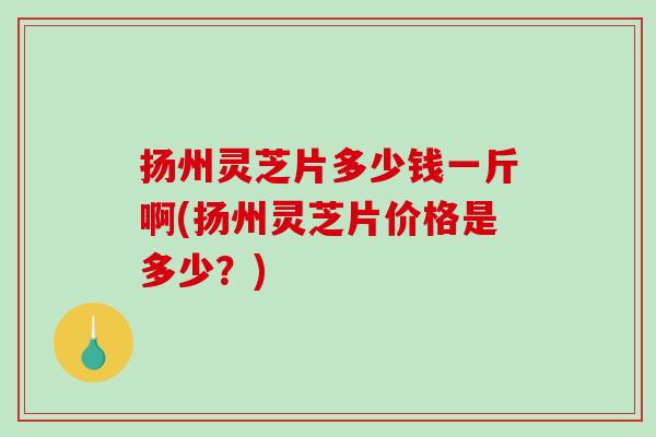 扬州灵芝片多少钱一斤啊(扬州灵芝片价格是多少？)