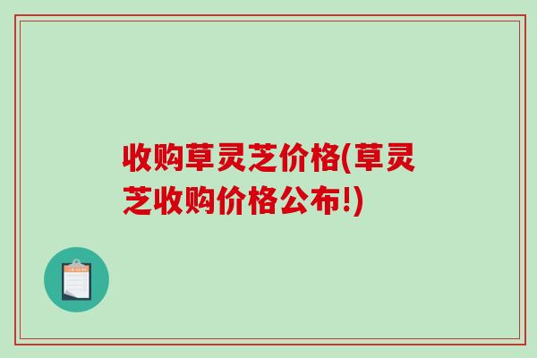 收购草灵芝价格(草灵芝收购价格公布!)