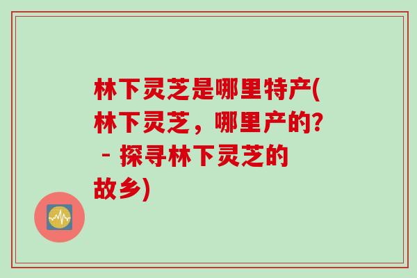 林下灵芝是哪里特产(林下灵芝,哪里产的? - 探寻林下灵芝的故乡) 林下灵芝是哪里特产(林下灵芝,哪里产的? - 探寻林下灵芝的故乡)