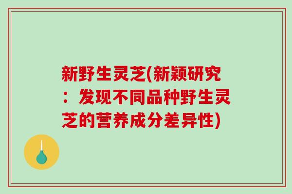 新野生灵芝(新颖研究：发现不同品种野生灵芝的营养成分差异性)