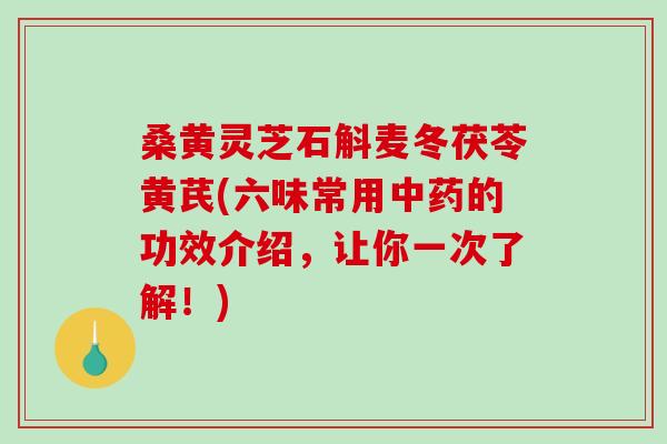 桑黄灵芝石斛麦冬茯苓黄芪(六味常用中药的功效介绍，让你一次了解！)