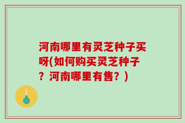 河南哪里有灵芝种子买呀(如何购买灵芝种子？河南哪里有售？)