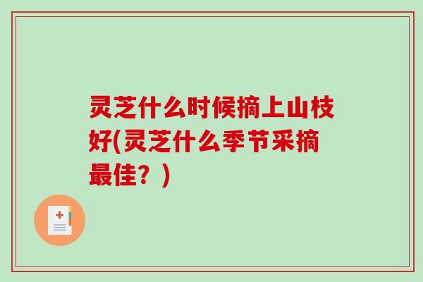 灵芝什么时候摘上山枝好(灵芝什么季节采摘最佳？)