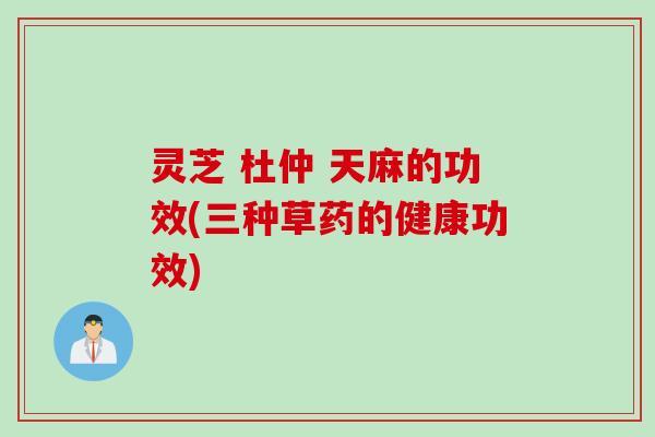 灵芝 杜仲 天麻的功效(三种草药的健康功效)