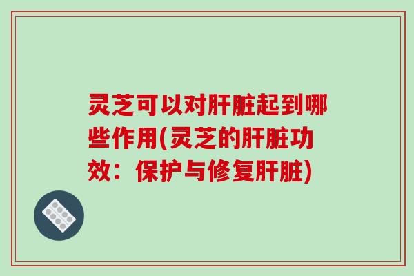 灵芝可以对肝脏起到哪些作用(灵芝的肝脏功效：保护与修复肝脏)
