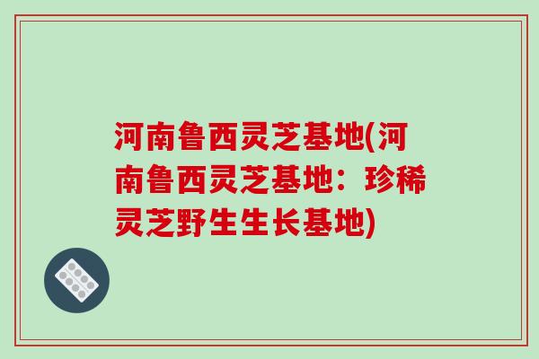 河南鲁西灵芝基地(河南鲁西灵芝基地：珍稀灵芝野生生长基地)