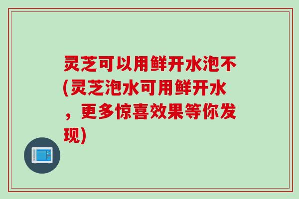 灵芝可以用鲜开水泡不(灵芝泡水可用鲜开水，更多惊喜效果等你发现)
