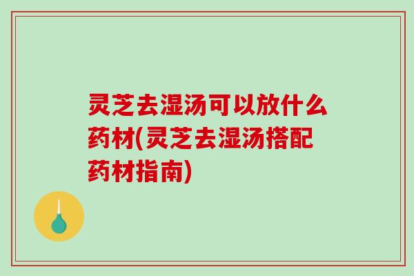 灵芝去湿汤可以放什么药材(灵芝去湿汤搭配药材指南)