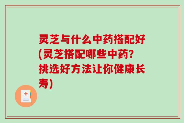 灵芝与什么中药搭配好(灵芝搭配哪些中药？挑选好方法让你健康长寿)