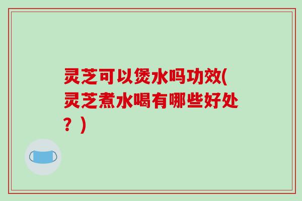 灵芝可以煲水吗功效(灵芝煮水喝有哪些好处？)