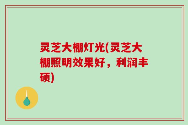灵芝大棚灯光(灵芝大棚照明效果好，利润丰硕)