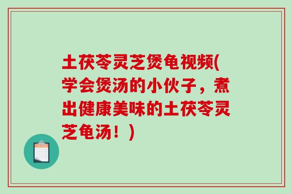 土茯苓灵芝煲龟视频(学会煲汤的小伙子，煮出健康美味的土茯苓灵芝龟汤！)