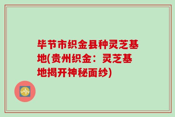 毕节市织金县种灵芝基地(贵州织金：灵芝基地揭开神秘面纱)