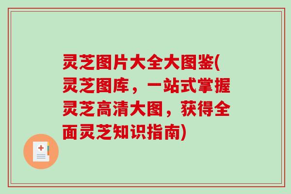 灵芝图片大全大图鉴(灵芝图库，一站式掌握灵芝高清大图，获得全面灵芝知识指南)