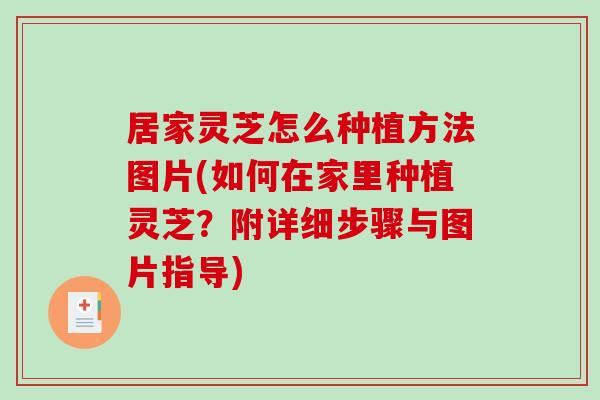 居家灵芝怎么种植方法图片(如何在家里种植灵芝？附详细步骤与图片指导)