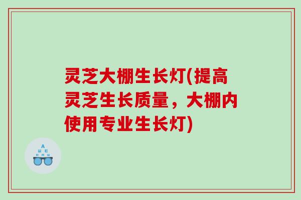 灵芝大棚生长灯(提高灵芝生长质量，大棚内使用专业生长灯)