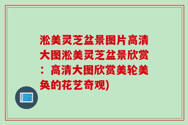 淞美灵芝盆景图片高清大图淞美灵芝盆景欣赏：高清大图欣赏美轮美奂的花艺奇观)