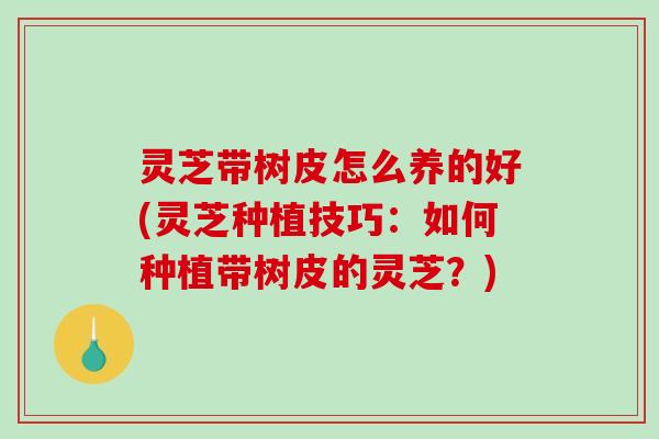 灵芝带树皮怎么养的好(灵芝种植技巧：如何种植带树皮的灵芝？)