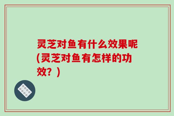 灵芝对鱼有什么效果呢(灵芝对鱼有怎样的功效？)