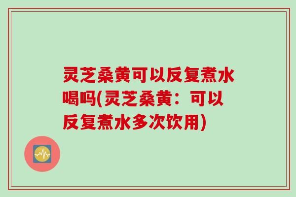 灵芝桑黄可以反复煮水喝吗(灵芝桑黄：可以反复煮水多次饮用)