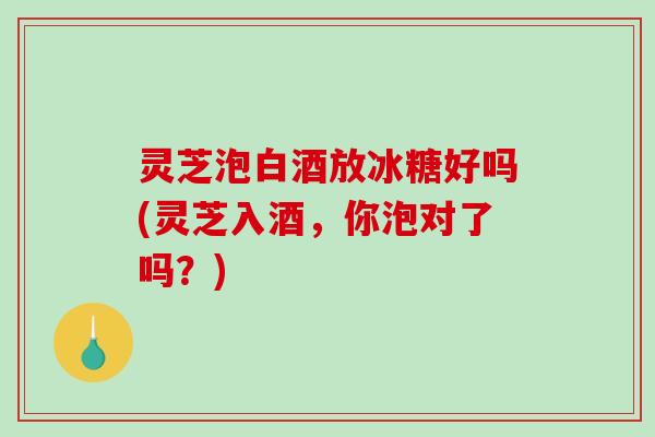 灵芝泡白酒放冰糖好吗(灵芝入酒，你泡对了吗？)