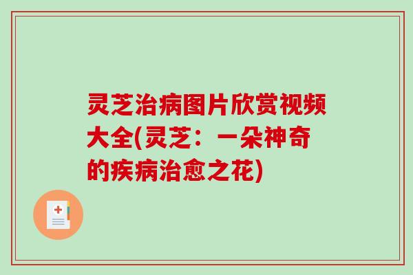 灵芝图片欣赏视频大全(灵芝：一朵神奇的愈之花)