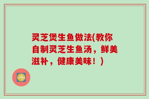 灵芝煲生鱼做法(教你自制灵芝生鱼汤，鲜美滋补，健康美味！)